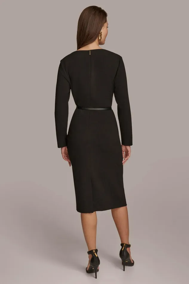 Women Dresses And Jumpsuits Donna Karan COWL NECK BAR BELT DRESS Black