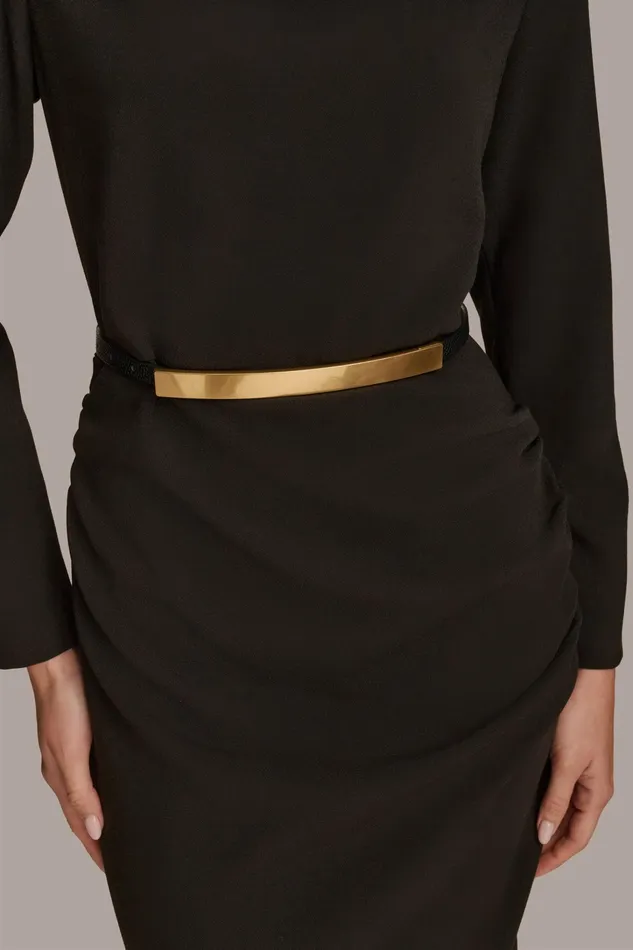 Women Dresses And Jumpsuits Donna Karan COWL NECK BAR BELT DRESS Black