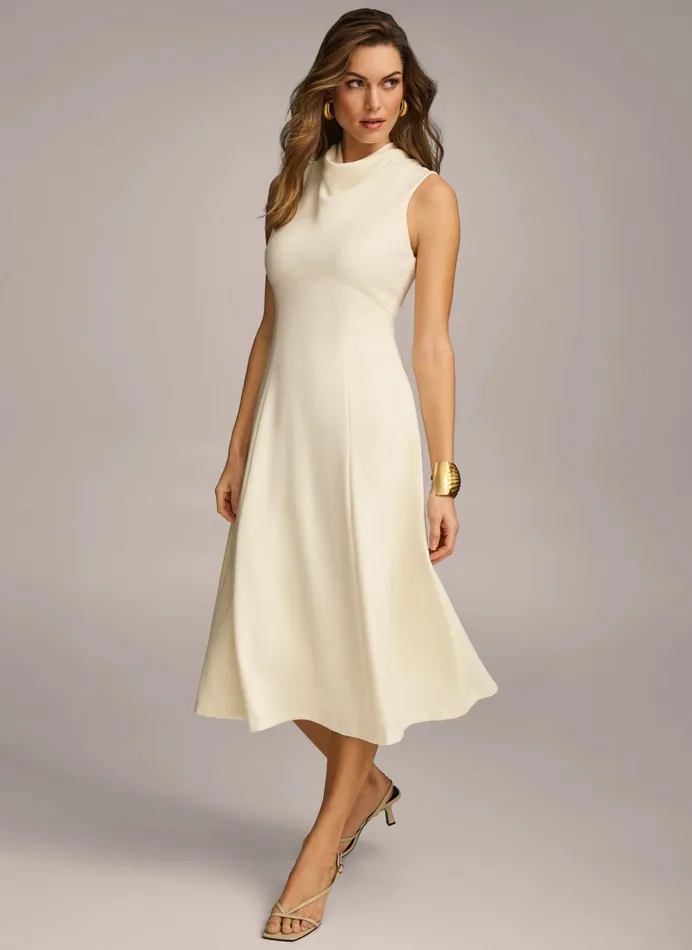 Women Dresses And Jumpsuits Donna Karan MOCK NECK MIDI Cream