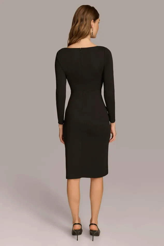 Women Dresses And Jumpsuits Donna Karan SHEATH ROUCHED SIDE DRESS Black