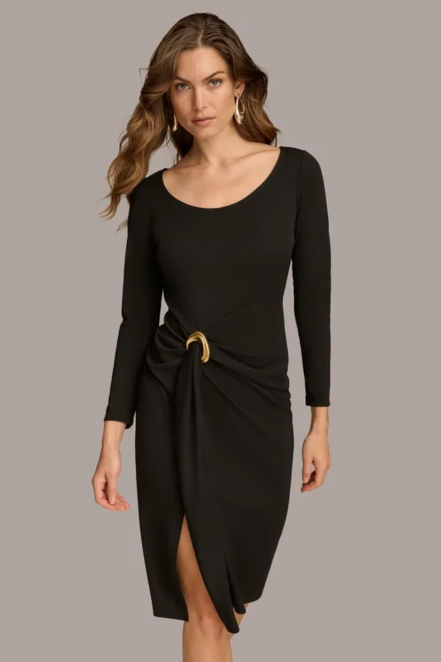 Women Dresses And Jumpsuits Donna Karan SHEATH ROUCHED SIDE DRESS Black