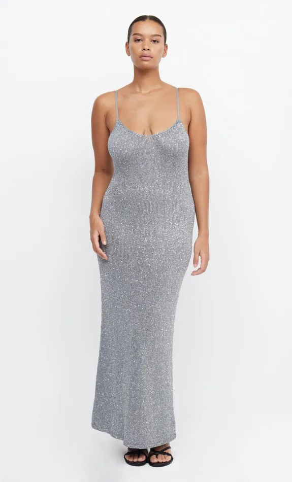 Women Dresses Bec Bridge SADIE SEQUIN KNIT SLIP DRESS Charcoal