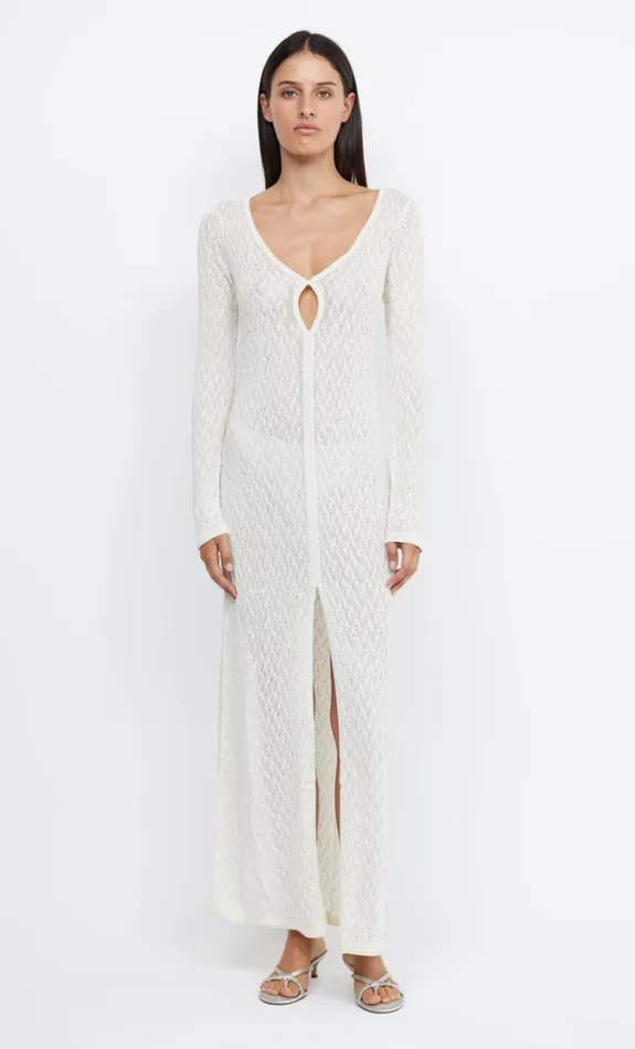 Women Dresses Bec Bridge SAMMY KEY KNIT LONG SLEEVE MAXI Ivory
