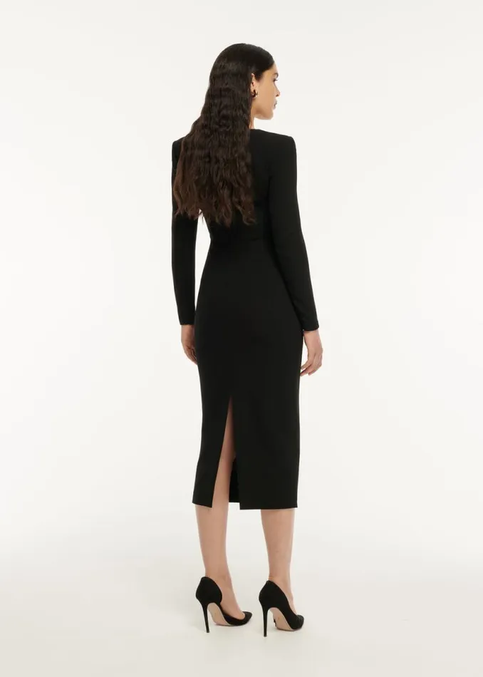 Women Dresses Roland Mouret Long Sleeve Moon Stretch Cady Midi Dress