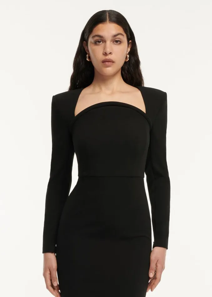 Women Dresses Roland Mouret Long Sleeve Moon Stretch Cady Midi Dress