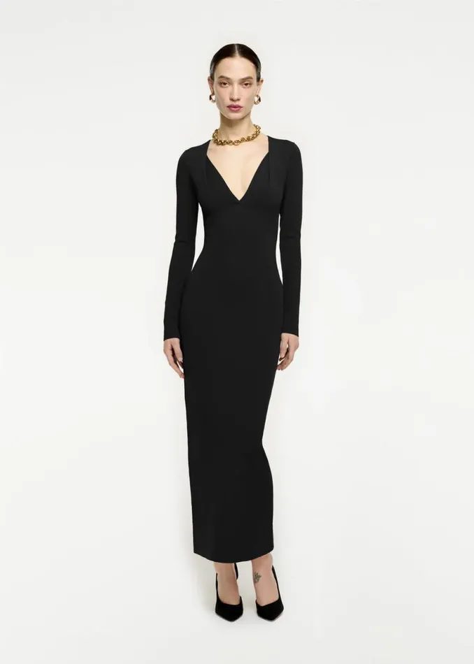 Women Dresses Roland Mouret Long Sleeve Pleat Knit Midi Dress
