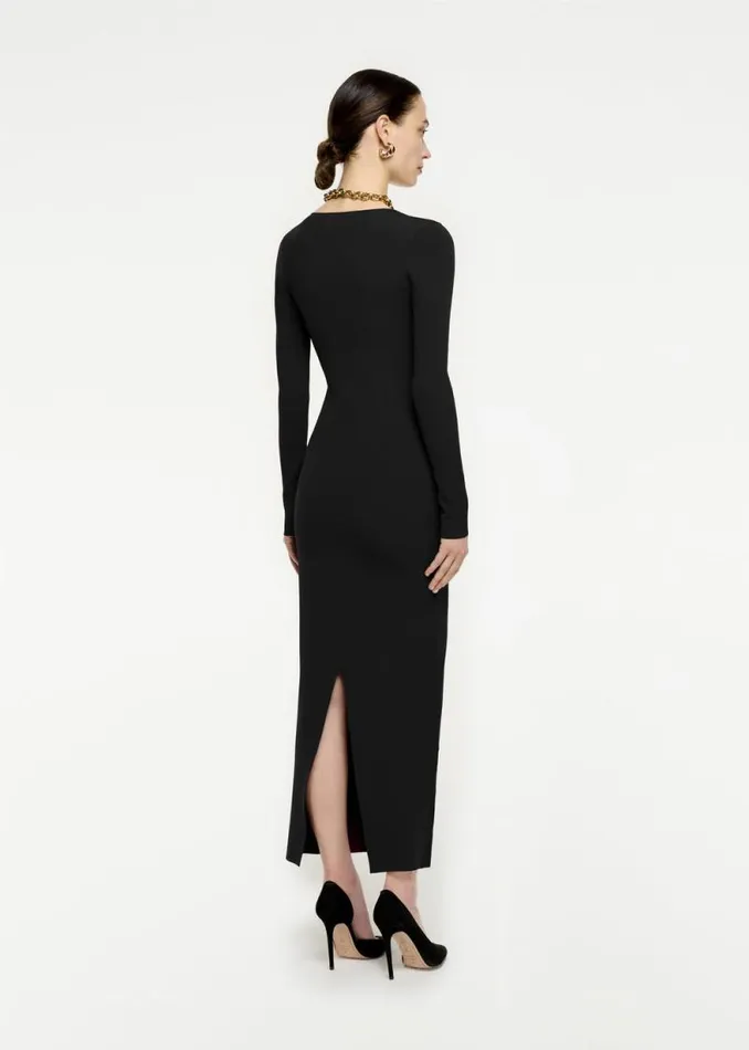 Women Dresses Roland Mouret Long Sleeve Pleat Knit Midi Dress