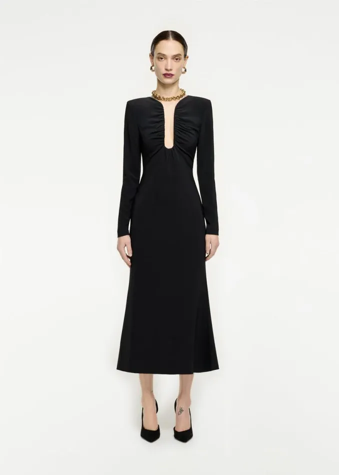 Women Dresses Roland Mouret Long Sleeve Stretch Cady Midi Dress