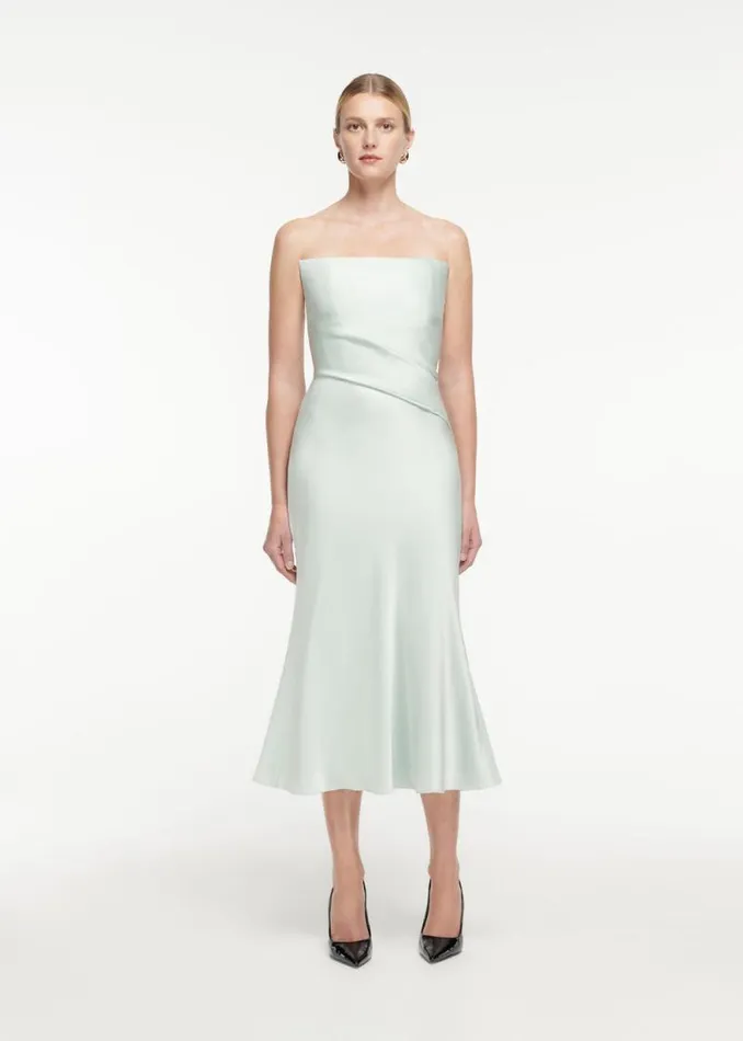 Women Dresses Roland Mouret Strapless Satin Crepe Midi Dress