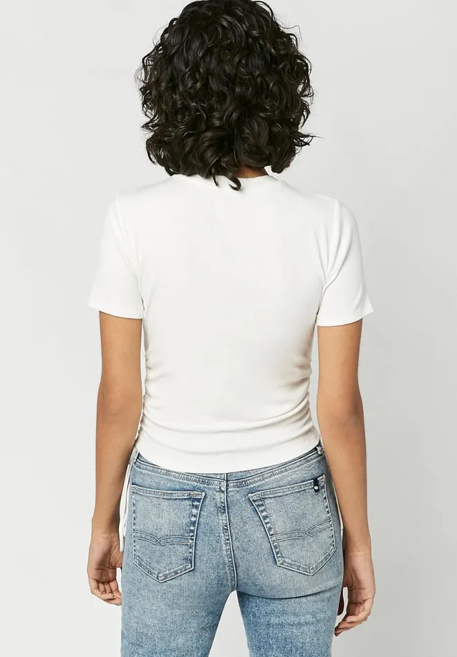Women Emerson Side Ruched TShirt White Buffalo David Bitton Tops and Tees