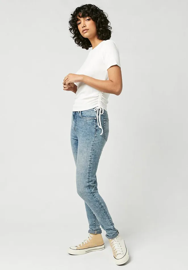 Women Emerson Side Ruched TShirt White Buffalo David Bitton Tops and Tees