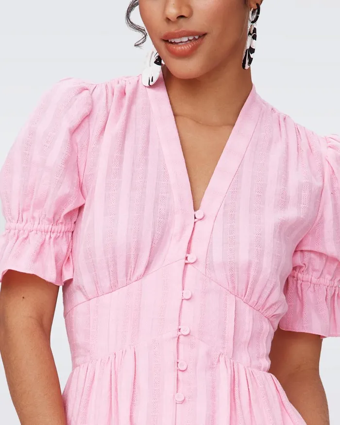 Women Erica Cotton Midi Dress Rose Pink DVF Dresses
