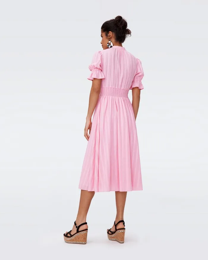 Women Erica Cotton Midi Dress Rose Pink DVF Dresses