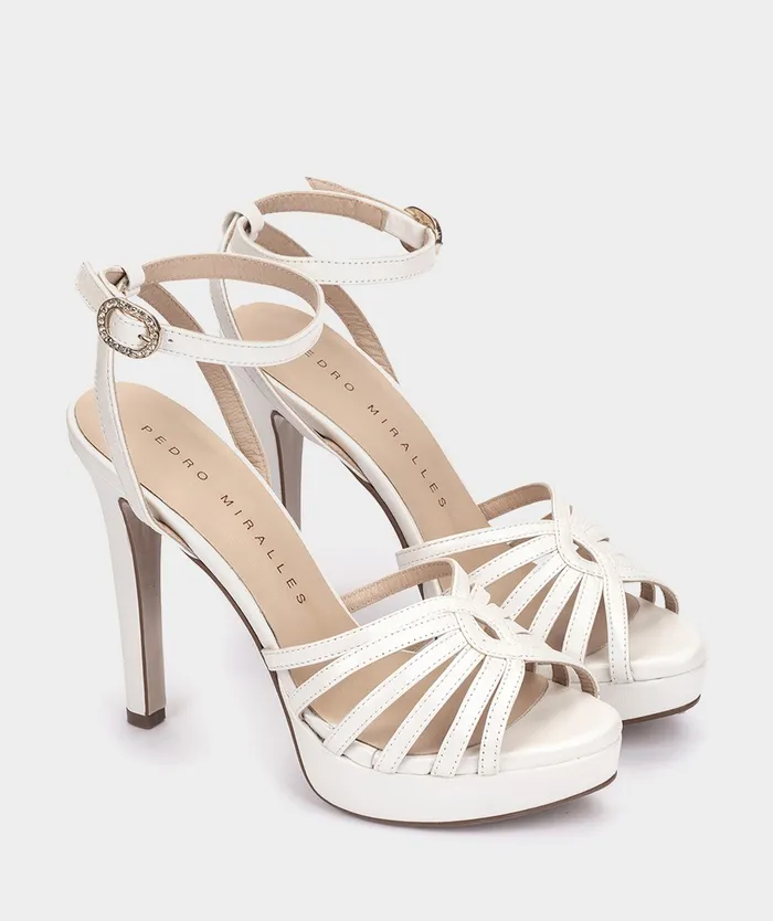 Women Etiopia White 8211 Heeled Sandals Pedro Miralles