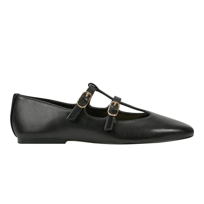 Women Evie Ballet Flat Black Leather Marc Fisher Loafers and Flats