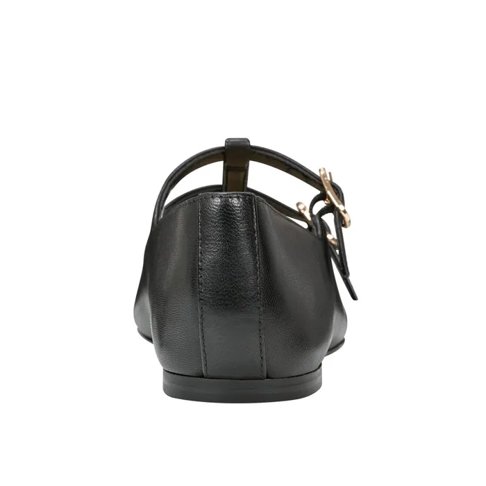 Women Evie Ballet Flat Black Leather Marc Fisher Loafers and Flats