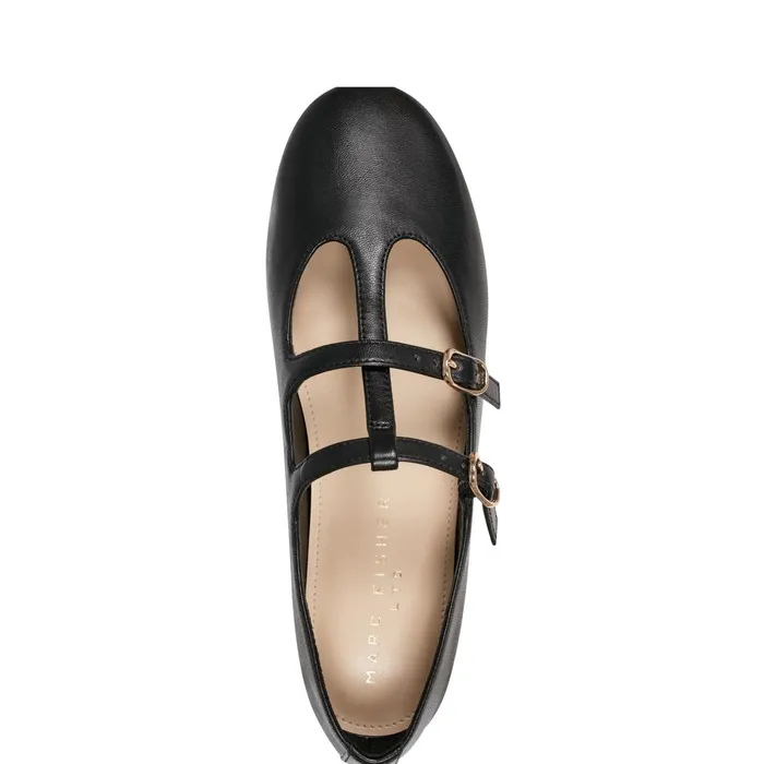 Women Evie Ballet Flat Black Leather Marc Fisher Loafers and Flats