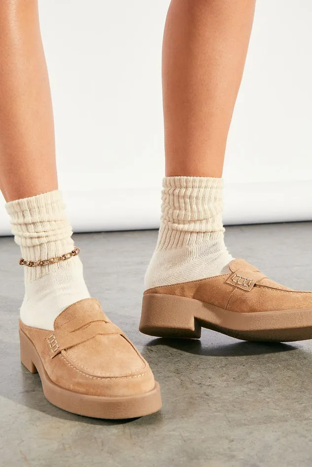 Women Flats Menswear Free People Leighton Loafer Mules Sand