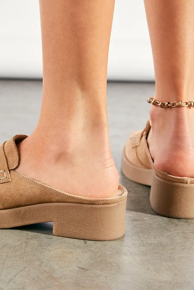 Women Flats Menswear Free People Leighton Loafer Mules Sand