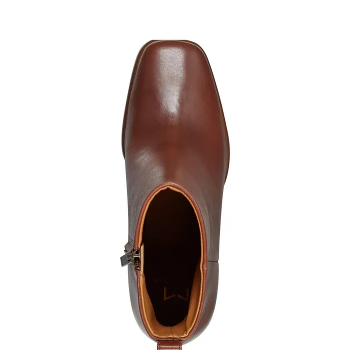 Women Floria Square Toe Bootie Tan Leather Marc Fisher Casual Boots