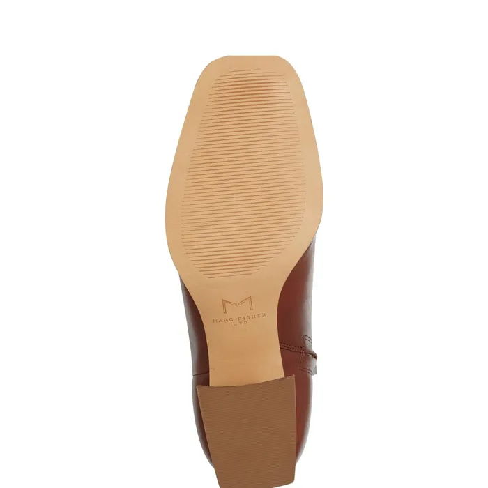 Women Floria Square Toe Bootie Tan Leather Marc Fisher Casual Boots