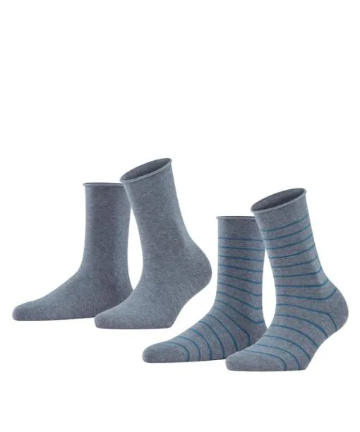Women Happy Stripe 2Pack Women Socks Light Greymel FALKE Socks