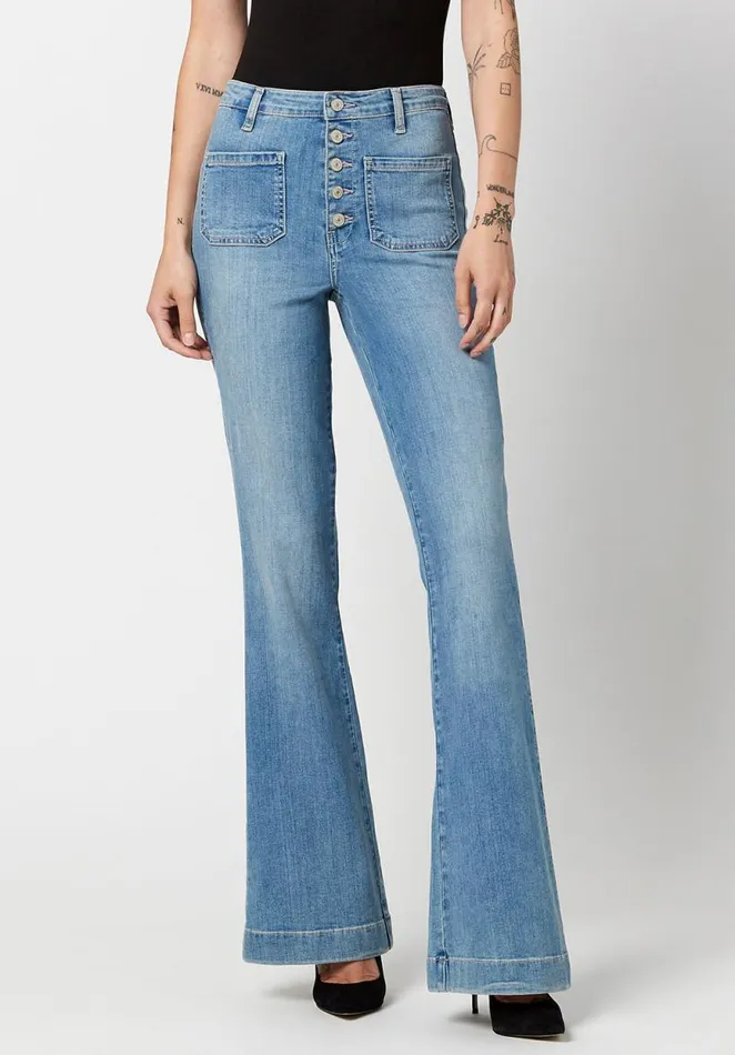 Women High Rise Flare Joplin Sanded Jeans Indigo Buffalo David Bitton Flare and Bootcut Women High Rise Flare Joplin Sanded Jeans Indigo Buffalo David Bitton Flare and Bootcut