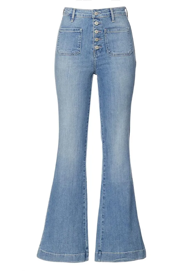 Women High Rise Flare Joplin Sanded Jeans Indigo Buffalo David Bitton Flare and Bootcut