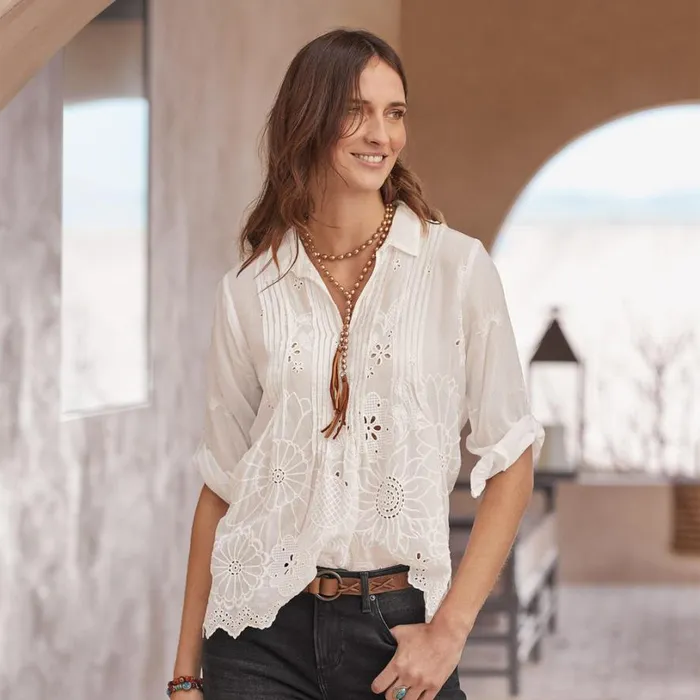 Women Jazlynn Lemmi Top White Sundance Catalog Tops