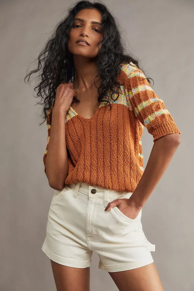 Women Jean Shorts Free People Lee High Rise Dungaree Mini Shorts Ecru