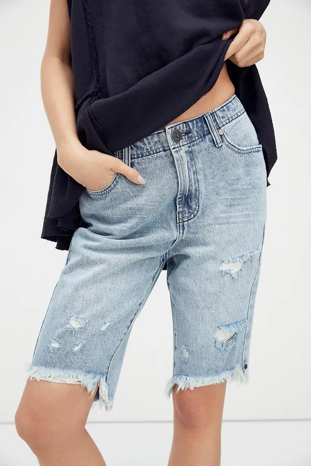 Women Jean Shorts Free People Truckers Long Short Salty Dog Women Jean Shorts Free People Truckers Long Short Salty Dog