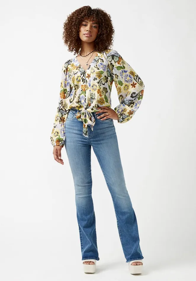 Women Josephine Butterfly Print TieFront Blouse Butterfly Print Buffalo David Bitton Blouses