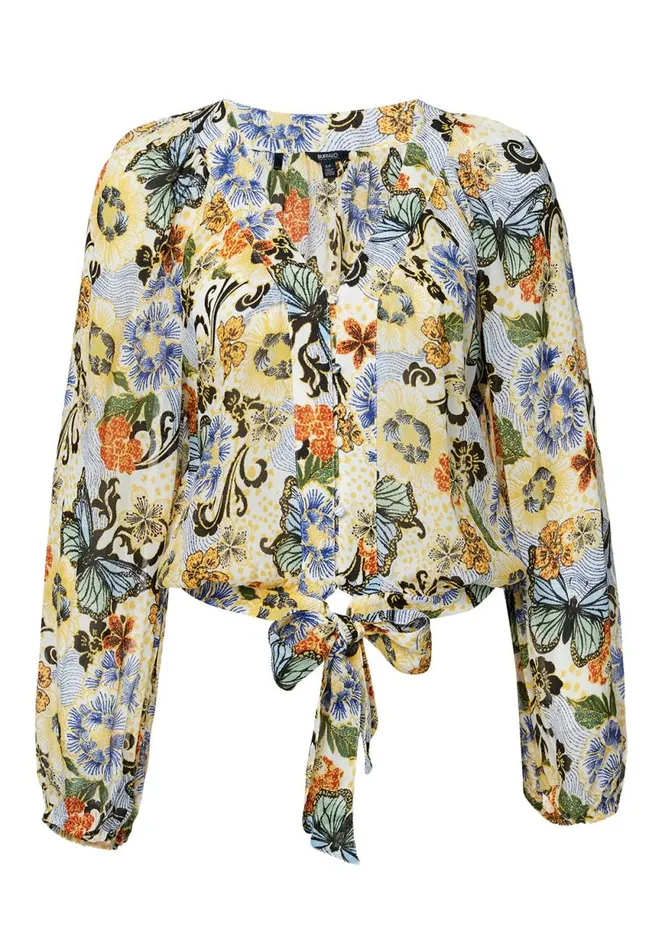 Women Josephine Butterfly Print TieFront Blouse Butterfly Print Buffalo David Bitton Blouses