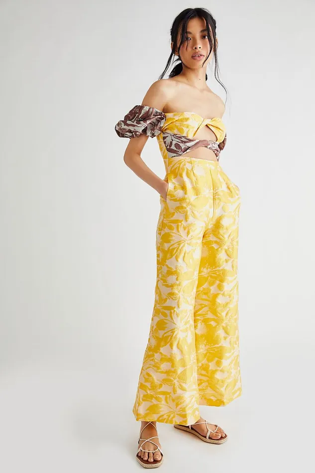 Women Jumpsuits Free People Maise Jumpsuit Golden Combo