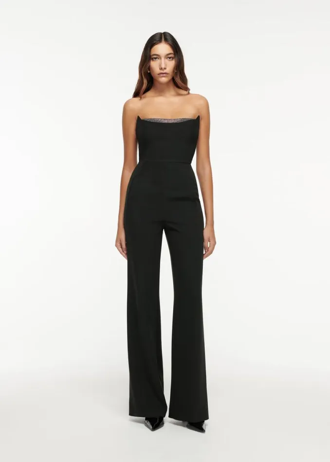 Women Jumpsuits Roland Mouret Strapless Embellished Heavy Cady Jumpsuit