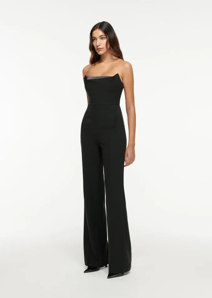 Women Jumpsuits Roland Mouret Strapless Embellished Heavy Cady Jumpsuit