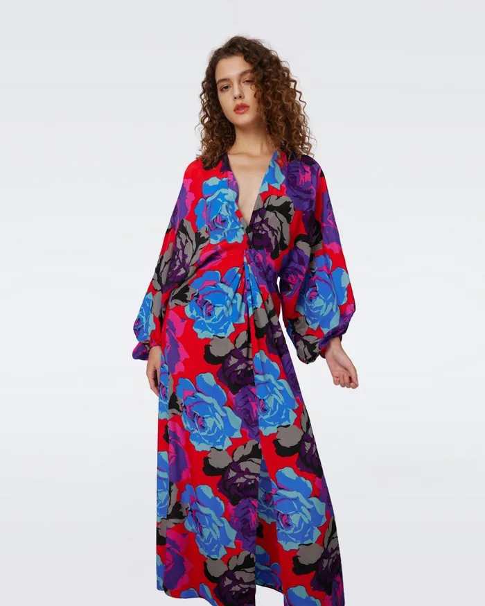 Women Kason Dress Redemption Rose Blue Red DVF Dresses