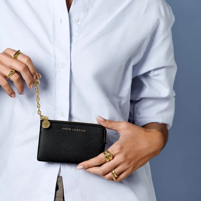 Women Keyrings Katie Loxton Tilly Keychain Purse In Black