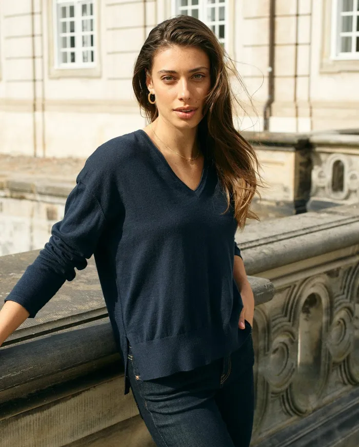 Women Knits MOS MOSH MMTani Vneck Knit Salute Navy