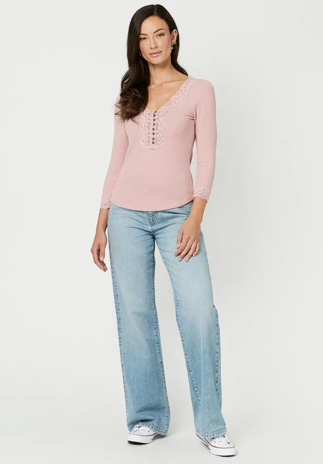 Women LaceTrimmed Arlington Top Cream Buffalo David Bitton Tops and Tees