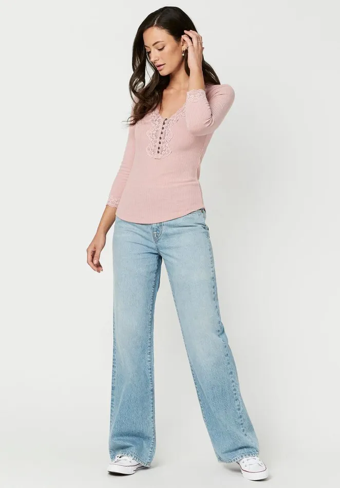 Women LaceTrimmed Arlington Top Cream Buffalo David Bitton Tops and Tees
