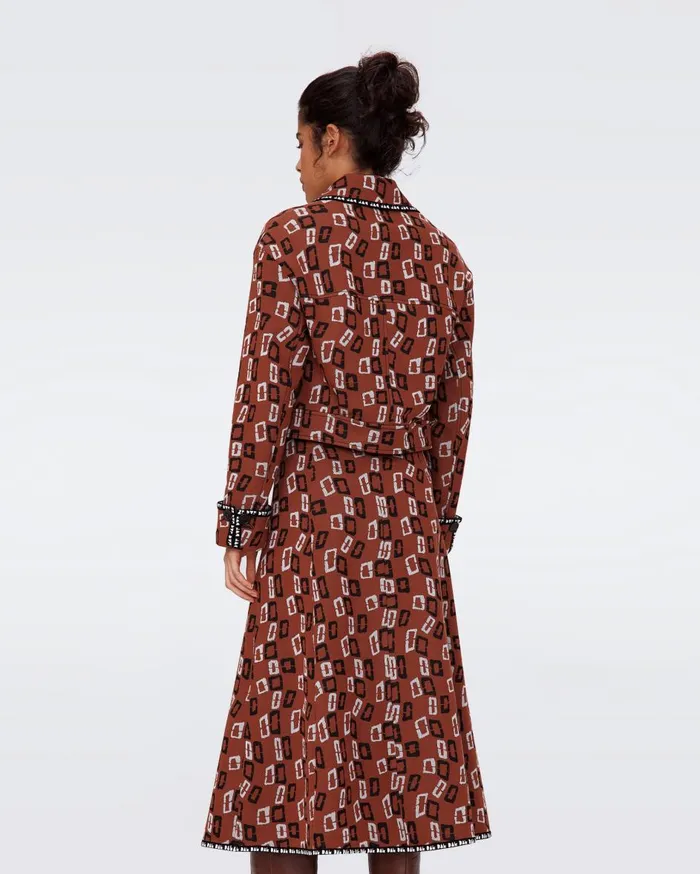 Women Lacie Jacket Chain Spots Brown DVF Jackets and Coats