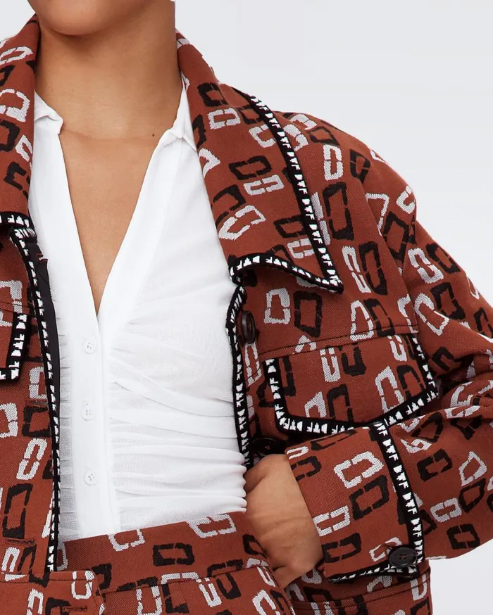 Women Lacie Jacket Chain Spots Brown DVF Jackets and Coats