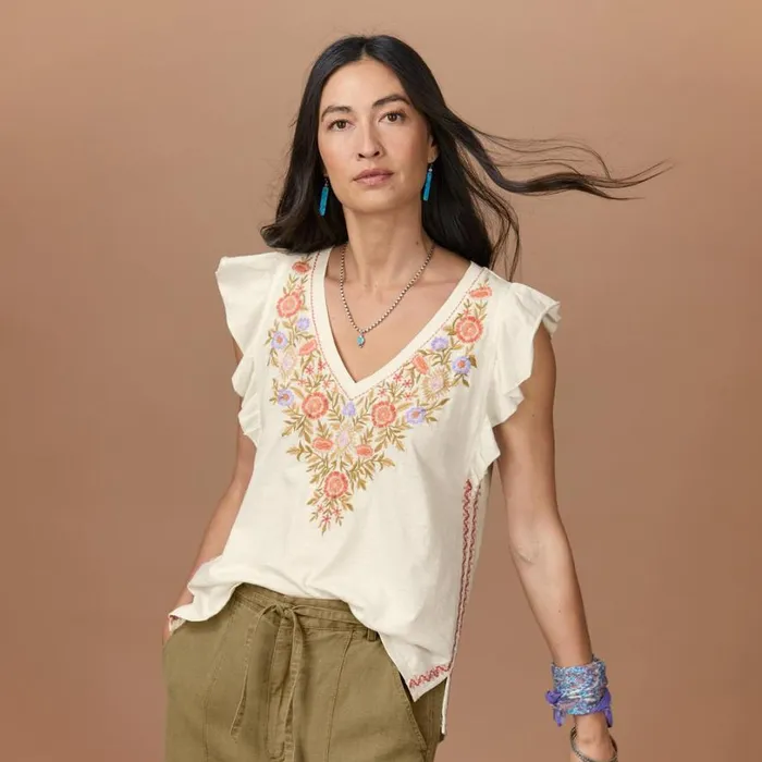 Women Lakelynn Floral Top White Sundance Catalog Tops