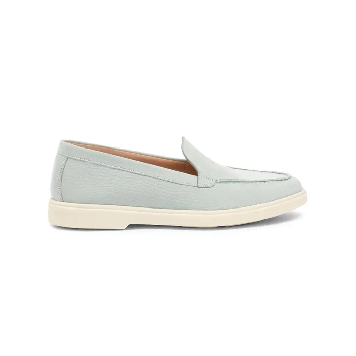 Women Light Blue Nubuck Loafer Santoni Loafers