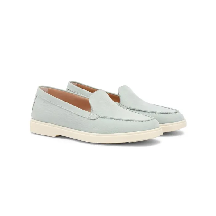 Women Light Blue Nubuck Loafer Santoni Loafers