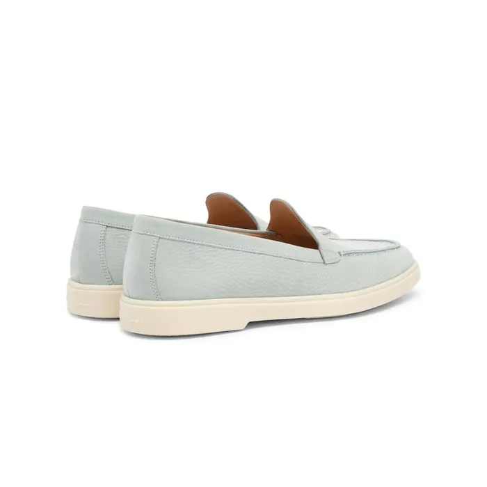 Women Light Blue Nubuck Loafer Santoni Loafers