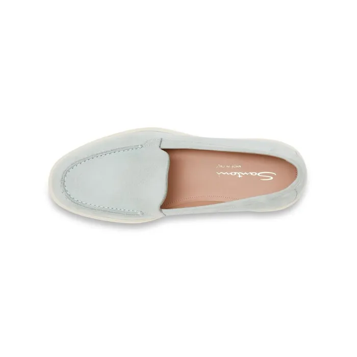 Women Light Blue Nubuck Loafer Santoni Loafers