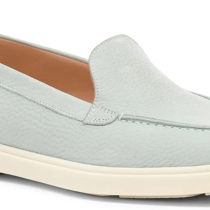 Women Light Blue Nubuck Loafer Santoni Loafers
