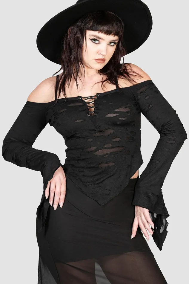 Women Long Sleeves Killstar Dust Devil Top